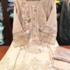 Premium Karachi Suit D No 1002 in Beige – Satin Rayon with Heavy Embroidery, Cutwork, Hand Embellishments – M to XXL Sizes Available